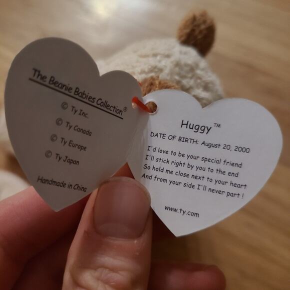 Huggy Ty Beanie Baby NWT TY 2000 Vintage Stuffed Animal Bear Plushie Collectible - Picture 3 of 4